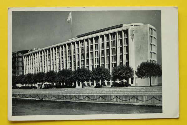 Ansichtskarte AK Genf / Hotel du Rhone / 1950 / Moderne Architektur – Gebäudeansicht – Quai
